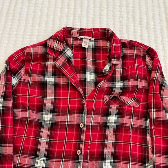 Victoria's Secret Size medium Red Plaid Print Pj Top - Picture 4 of 4